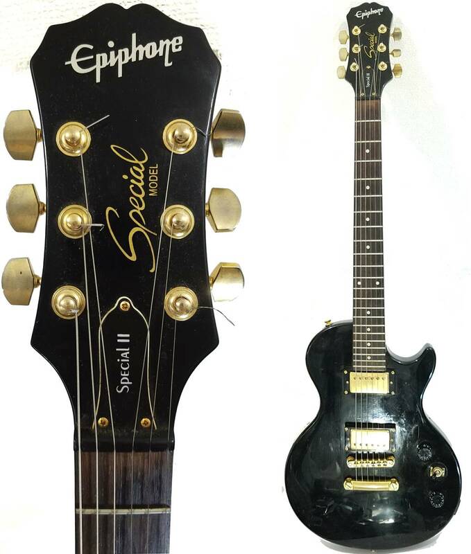 即決は送料無料 2006年製EPIPHONEエレキギターSPECIALⅡブラック黒ゴールド金スペシャルII レスポールLes PaulエピフォンIbanezギグバッグ