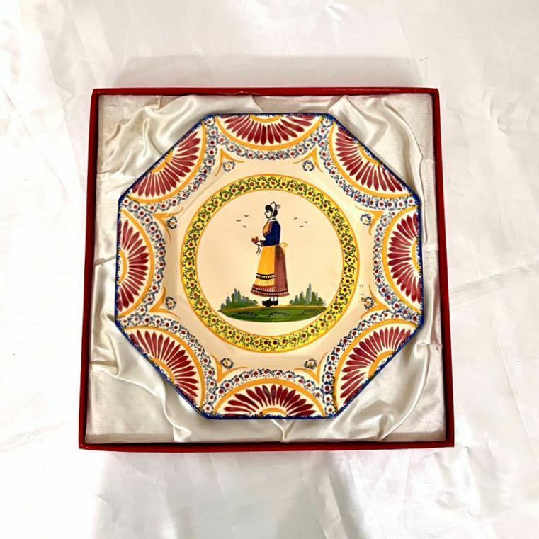 フランス製 Henriot Quimper アンリオカンペール アンティーク 飾り皿 お皿 絵皿