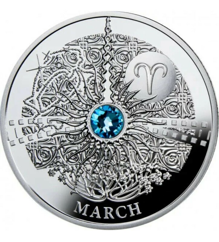 アニバーサリー・クリスタルコイン (3月) シルバープルーフ スワロフスキー 2013年 ポーランド