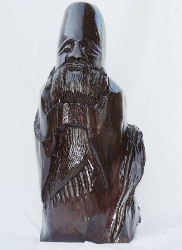木彫　寿老人 縁起物 置物 七福神　仙人　高さ50cm