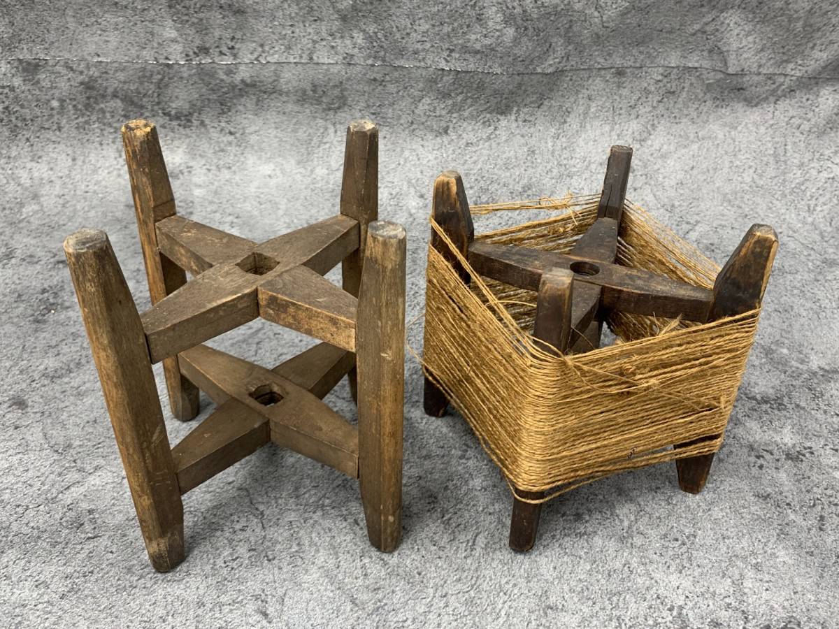 【 レトロ アンティーク 糸巻 ２個 】古道具 小民具 手工芸 手芸 インテリア オブジェ