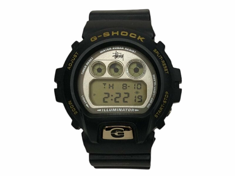 CASIO (カシオ) G-SHOCK Gショック × STUSSY (ステューシー) デジタル腕時計 25周年 コラボ DW-6900 ブラック ゴールド メンズ/078