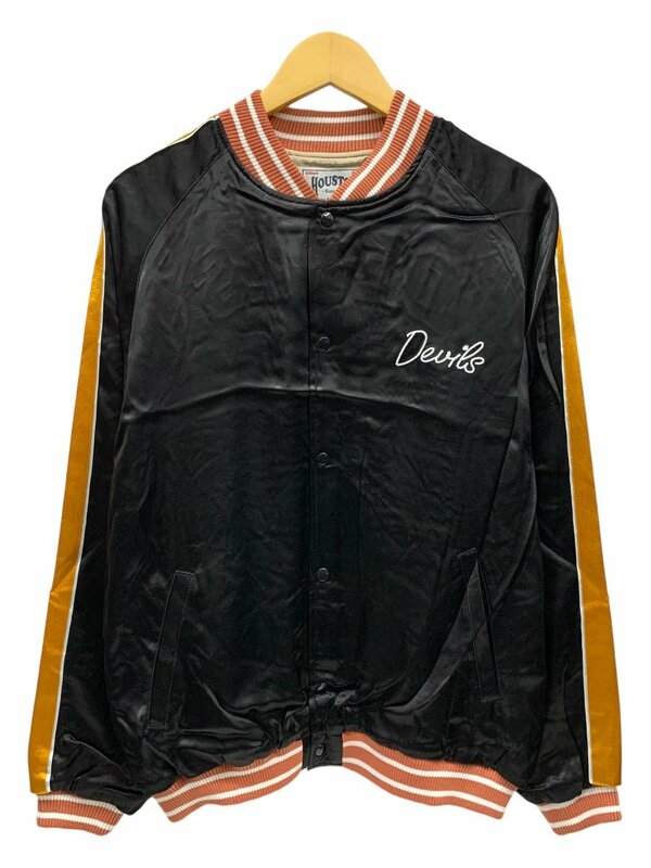 HOUSTON (ヒューストン) RAYON AWARD JACKET (DEVILS) レーヨンアワードジャケット L 51248 ブラック 黒 メンズ /036