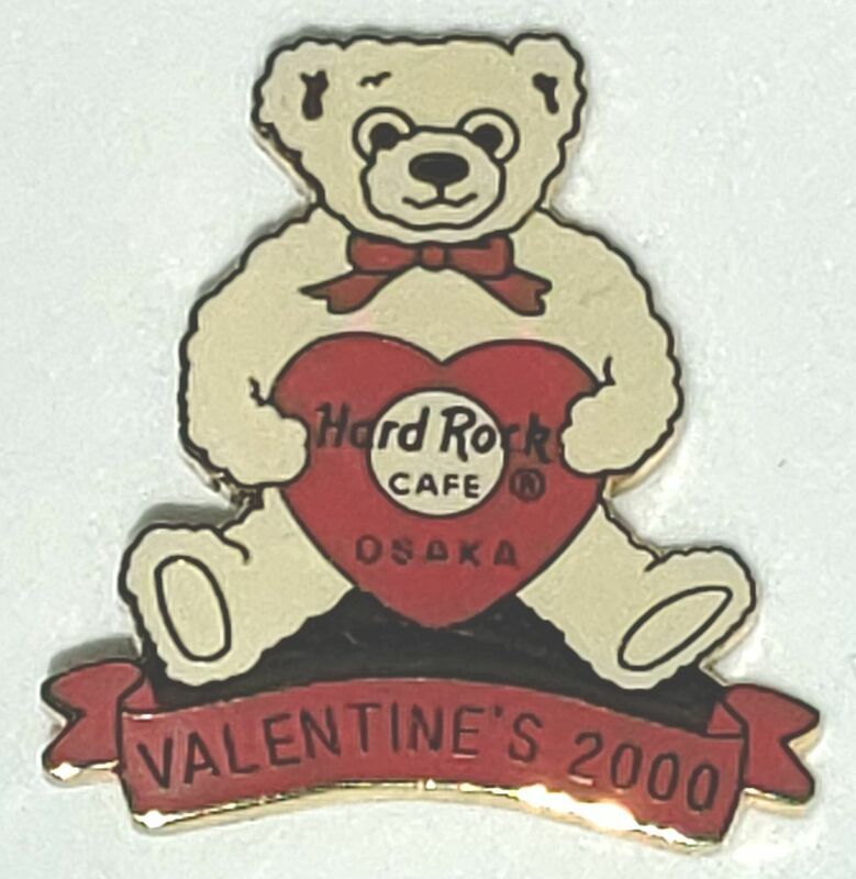 バッジ　ハードロックカフェ 大阪　バレンタインデー 2000 ベア　熊　HARD ROCK CAFE OSAKA　VALENTINE’S DAY 2000 BEAR　ブローチ
