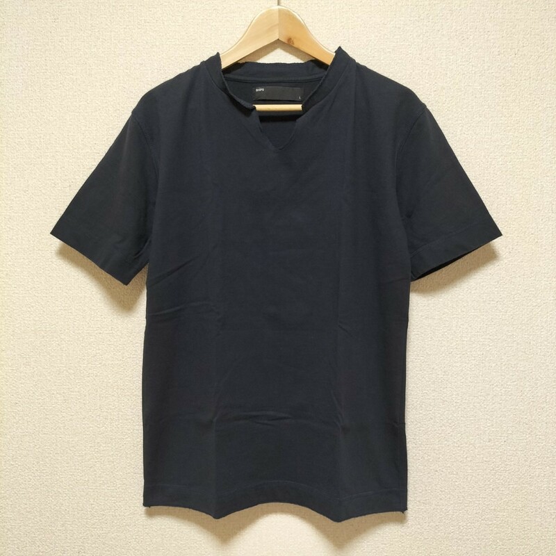 ☆SHIPS シップス 半袖シャツ コットン ネイビー 紺色 サイズL Tシャツ ポロシャツ プルオーバー ブランド古着 USED