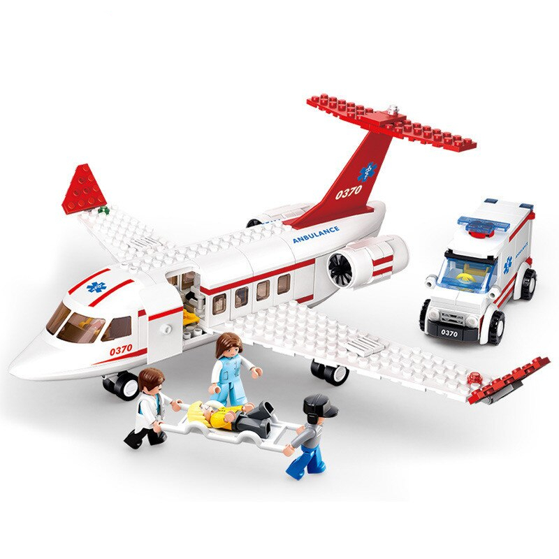 救急飛行機 救急車セット LEGO互換ブロック玩具