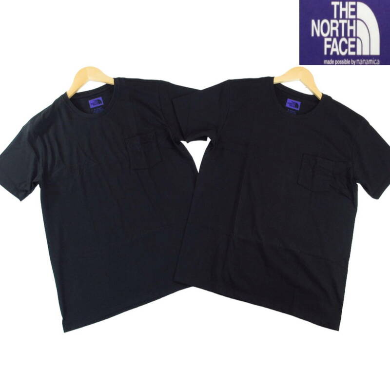 新品◆THE NORTH FACE PURPLE LABEL◆吸汗速乾 COOLMAX Pack Field Tee 半袖 Tシャツ 二枚組 M 黒◆ノースフェイス 二枚セット◆adh J1014