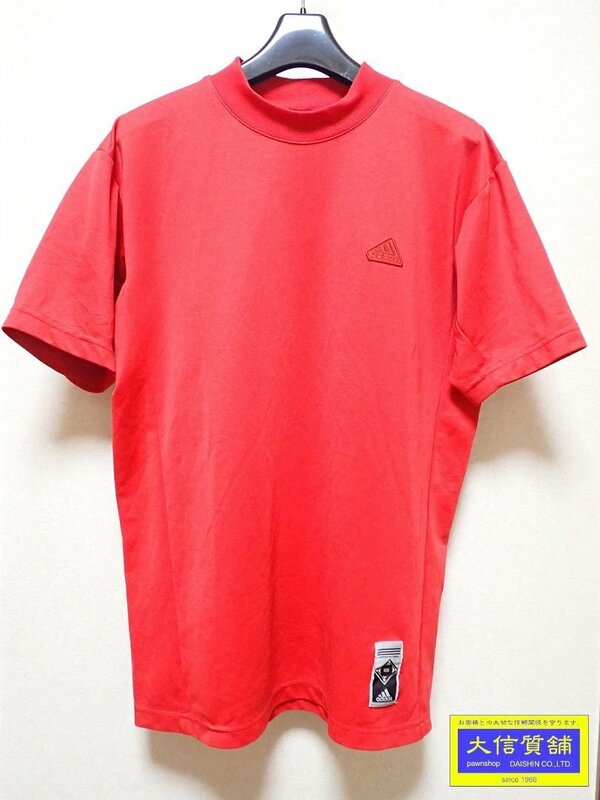 ADIDAS BASEBALL アディダス 半袖 クルーネック メンズ Tシャツ L レッド 3ストライプ ロゴワッペン 中古B 【送料無料】 A-7814