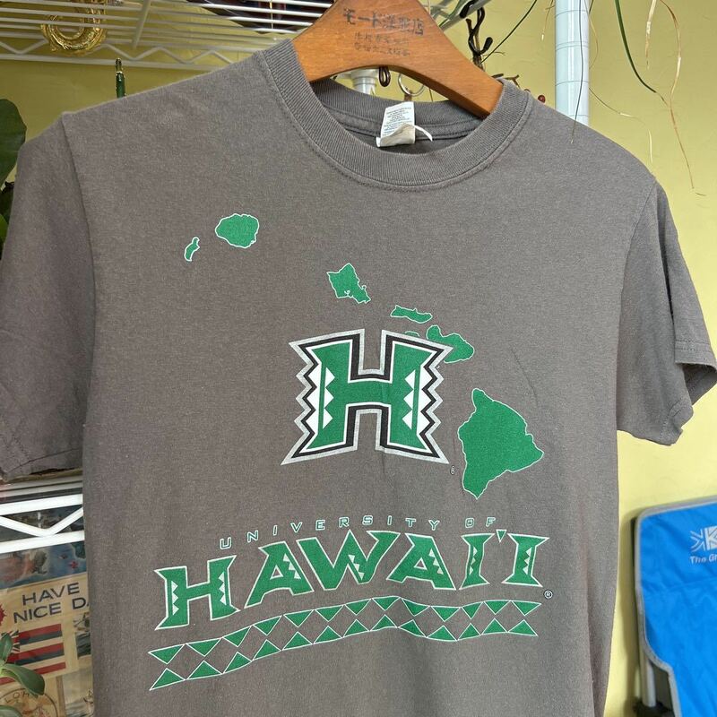 ハワイ大学　プリントカレッジTシャツ　グレー　S