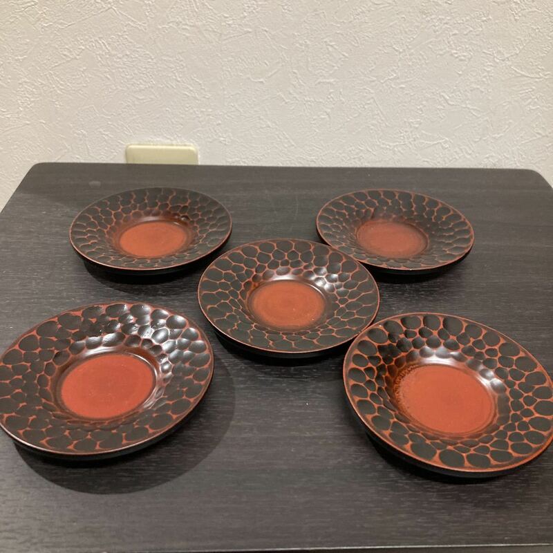 鎌倉彫　茶托 5枚　煎茶道具