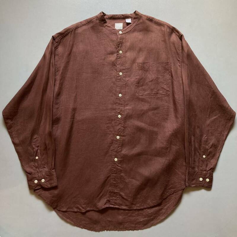 90s〜 OLD GAP band collar linen shirt 90年代 オールドギャップ バンドカラーシャツ 長袖シャツ リネンシャツ