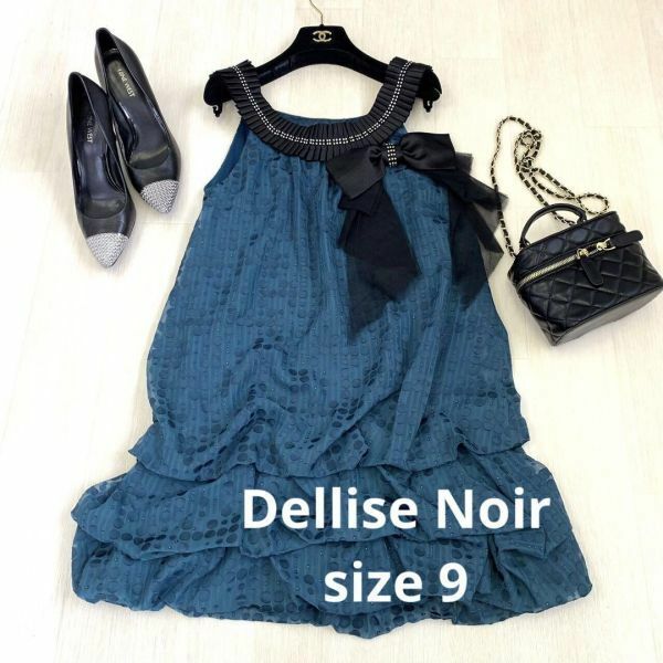 Dellise Noir 胸元リボンシフォンワンピースドレス　size M