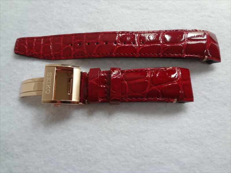SEIKO 純正 腕時計バンド アストロン SBXB080 8X53-0AM0用 クロコダイル レザーベルト 22mm 赤色 レッド Dバックル付 L0CK017P9