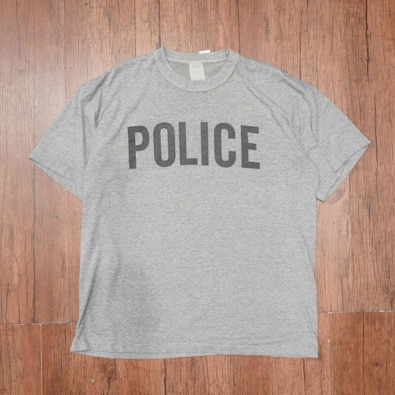 袖裾シングル　police Tシャツ　L程度/ヴィンテージ　70s80s90s