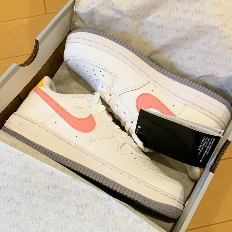 送料無料 NIKE FORCE 1 ナイキ フォース ホワイト 定番 スニーカー シューズ ベース レディース ガールズ キッズ 22 cm サイズ ピンク