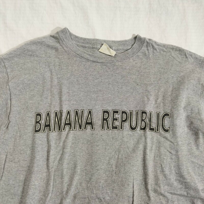 バナナ リパブリック 　バナナリパブリック BANANA REPUBLIC 旧タグ 80年代　80' 半袖　プリント tシャツ グレー　grey s　アメリカ　usa製