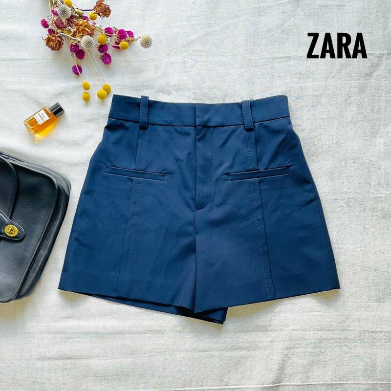 タグ付き新品　ZARA　大人おしゃれ♪　ショートパンツ　ネイビー　Sサイズ　フロントポケット