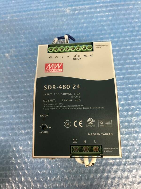 [CK18894] MEAN WELL SDR-480-24 DINレール電源 動作保証