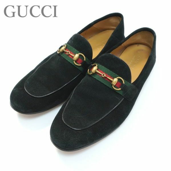 イタリア名門☆極美品 グッチ GUCCI ビットローファー/シェリー/ ブラック 9（5057)aafaf