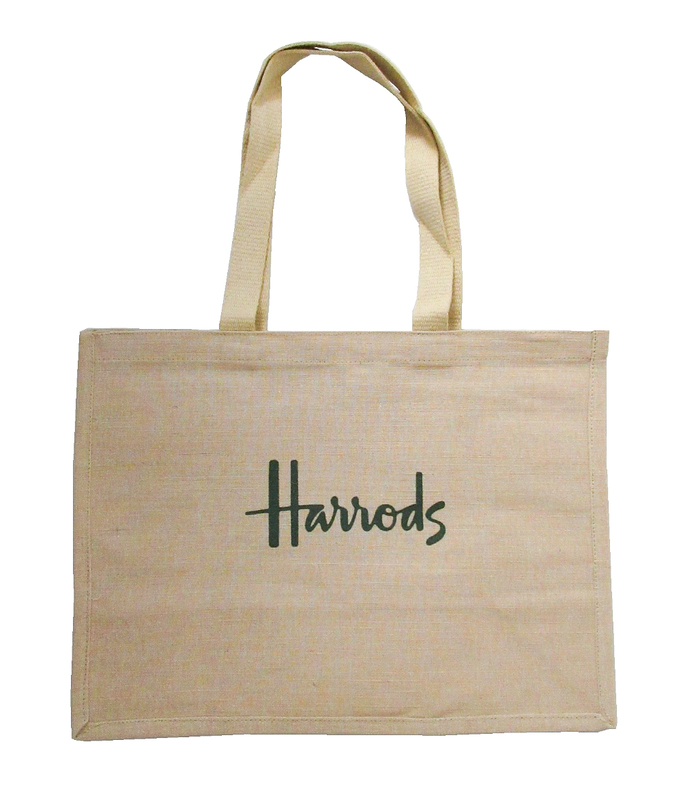 【匿名 送料無料】 Harrods ハロッズ 本店 限定 ジュート エコバッグ ショルダーバッグ トートバッグ 買い物バッグ 肩掛け 裏コートなし