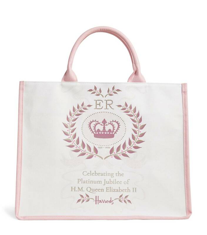 【送料無料】 Harrods ハロッズ エリザベス女王 プラチナジュビリー トートバッグ エコバッグ 買い物バッグ ショッパー ラージ ピンク