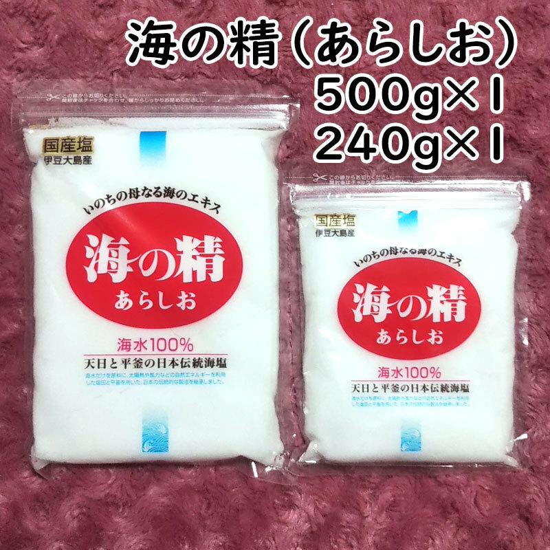 【送料無料】斎藤一人さんオススメの自然塩 海の精 あらしお 500g+240g（can0995）結界塩 天然塩 あら塩