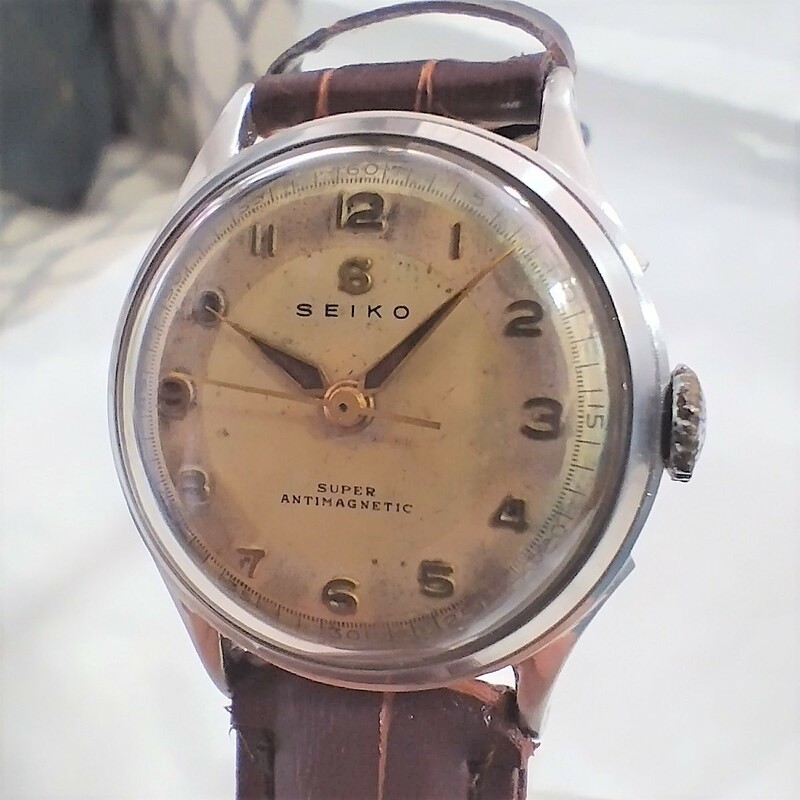 ☆OH済み☆1954年製 SEIKO SUPER ANTIMAGNETIC Sマーク 手巻腕時計 アンティーク　ヴィンテージセイコー