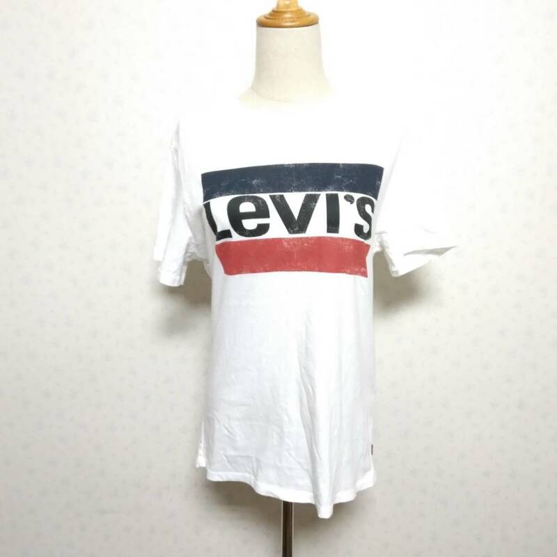 373 良品 Levi’s リーバイス Ｔシャツ ホワイト系 カラーロゴ フリーサイズ USAブランド レジャー カジュアル 夏 綿100％ ユニセックス