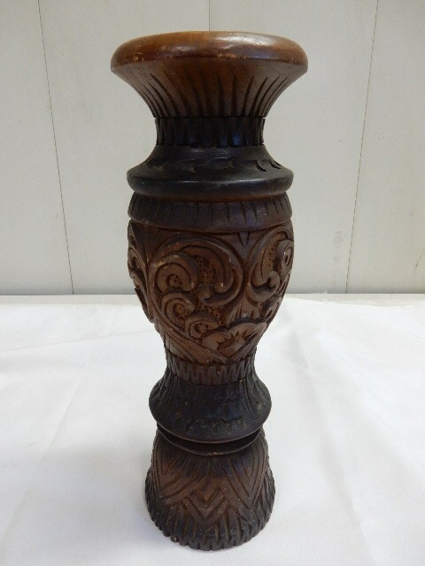 木製 ハンドメイド 手彫り花瓶 フラワーベース 工芸品 花器 花入れ 置物