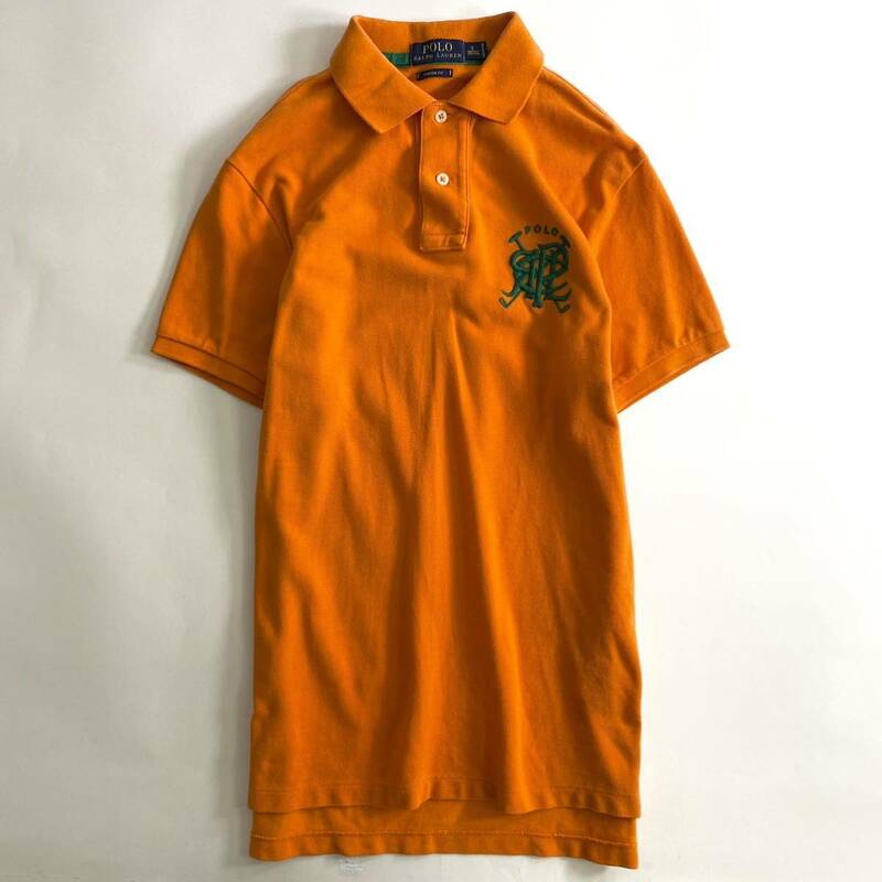 Ah6 POLO RALPH LAUREN ポロラルフローレン ロゴ刺繍ポロシャツ サイズS 170 オレンジ メンズ 半袖 春夏 polo shirt カスタムフィット