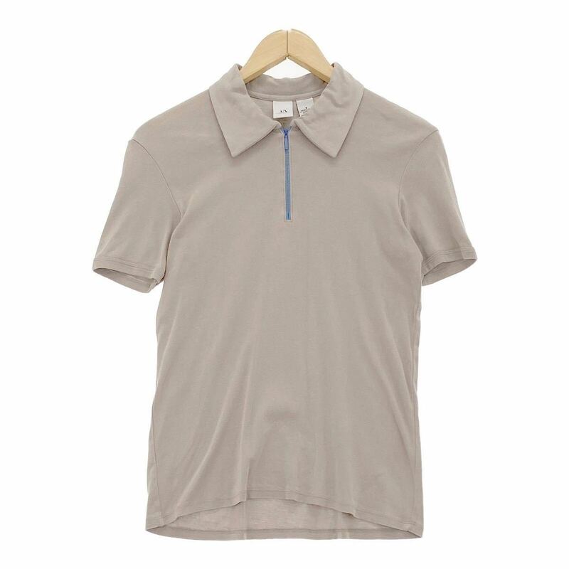 Ih17 ARMANI EXCANGE アルマーニエクスチェンジ ハーフジップシャツ 半袖シャツ カットソー 薄手 Sサイズ コットン100% メンズ 紳士服