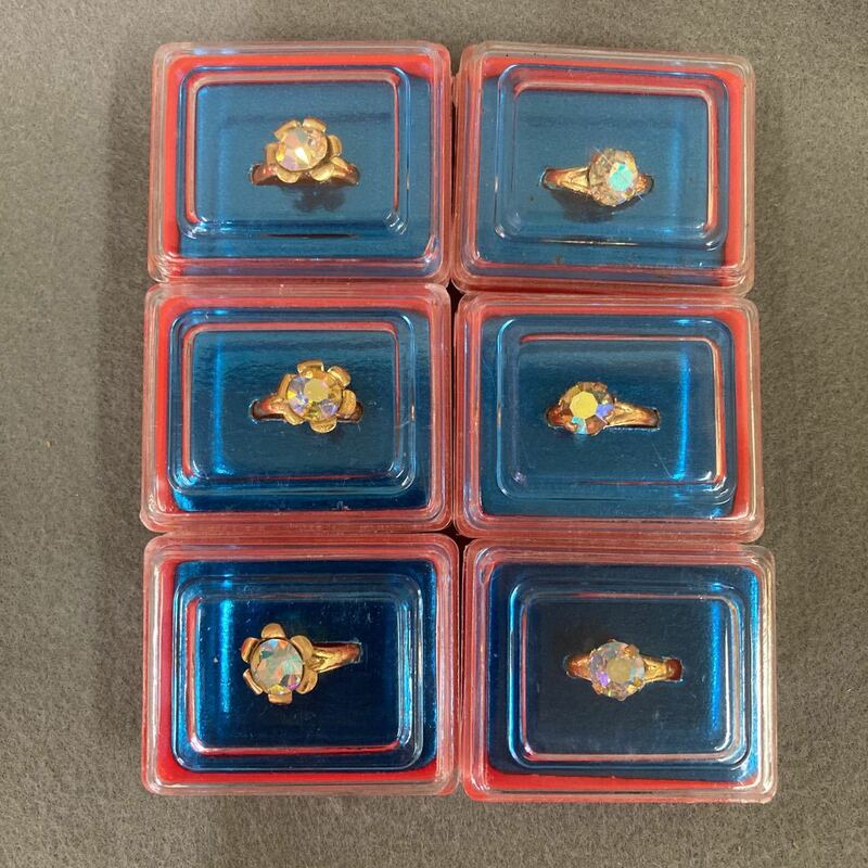 昭和レトロ ファンシー 指輪 6個2種類 当時物 レトロポップ 駄菓子屋 宝石 1980年代