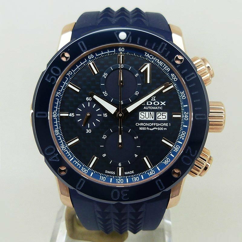 中古美品エドックス【EDOX】　01122-37RBU35-BUIR3　クロノオフショア1　クロノグラフ　オートマチック