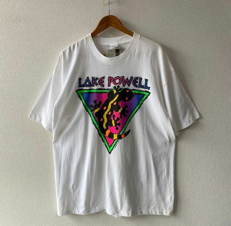 デッドストック 90s USA製 CalCru LAKE POWELL プリント Tシャツ XL トカゲ 半袖 レイクパウエル アメリカ製
