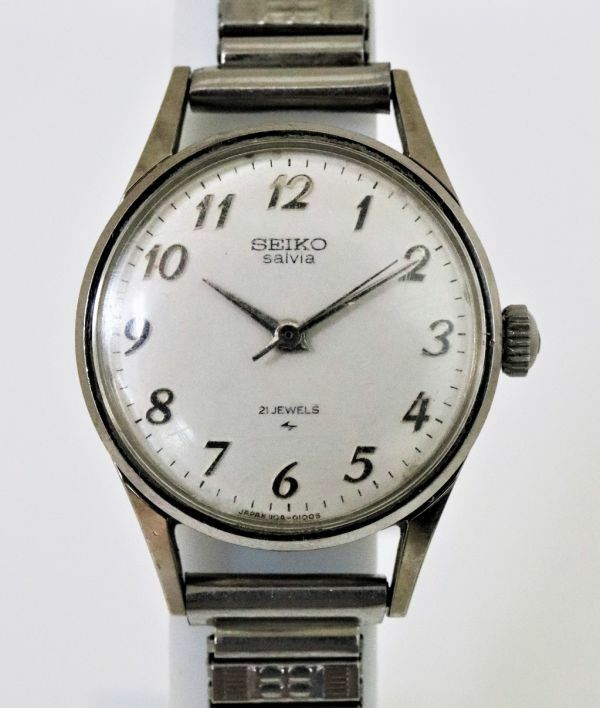 セイコー SEIKO Salvia 手巻 腕時計 21JEWELS 1104-0030 伸縮ベルト ヴィンテージ