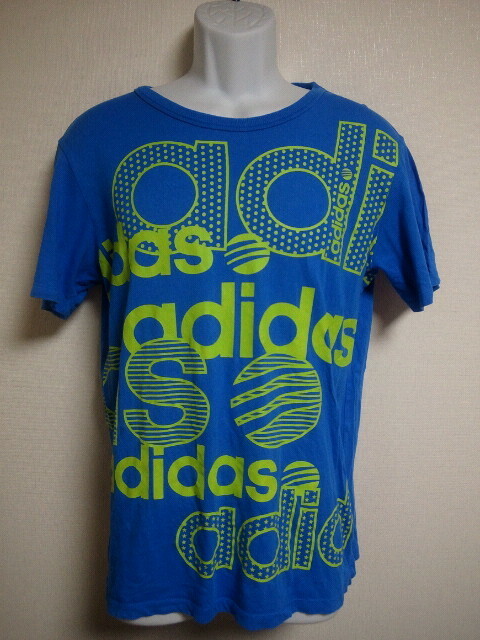 ADIDAS　アディダス　おしゃれＴシャツ（ブルー×イエロー系）　Lサイズ