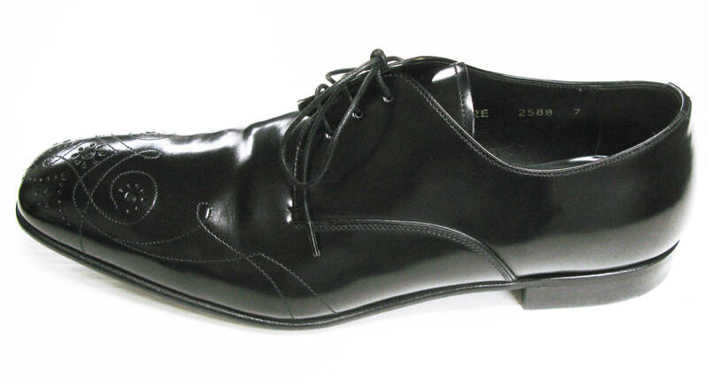 PRADA Lace up Dress Shoes Brand New UK7 Black Made in Itary ＊（ プラダ 靴 革靴 ドレスシューズ プレーントゥ 新品 黒 7 正規品