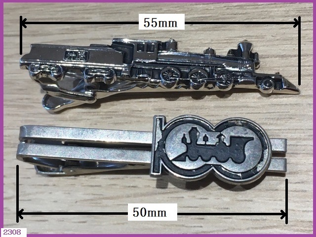 ■□ ネクタイピン 蒸気機関車 SL 合計２個 「国鉄7100形 弁慶号」 「北海道鉄道 １００年」 □■ 機関車 鉄道グッズ コレクター品