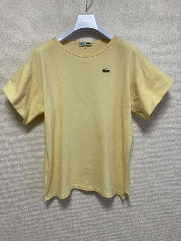 70's フランスラコステ フレンチラコステ CHEMISE LACOSTE ヴィンテージ Tシャツ 鹿の子地 Tシャツ フランス製 黄色 42