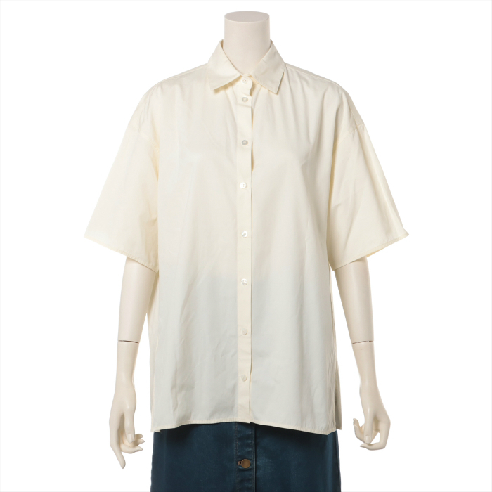 ザ・ロウ （The Row） コットン 半袖 Yシャツ カッターシャツ サイドスリット ボックスカット オーバーサイズ XS ウェア cream（中古）