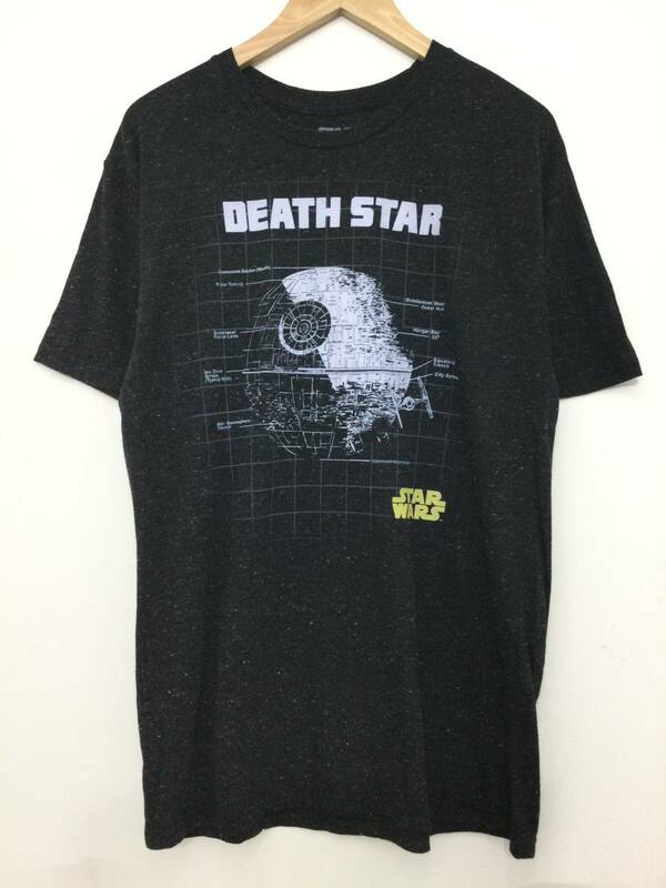 STAR WARS スターウォーズ デススター メキシコ製 プリントTシャツ 半袖Tシャツ メンズL〜 濃いグレー系 良品綺麗