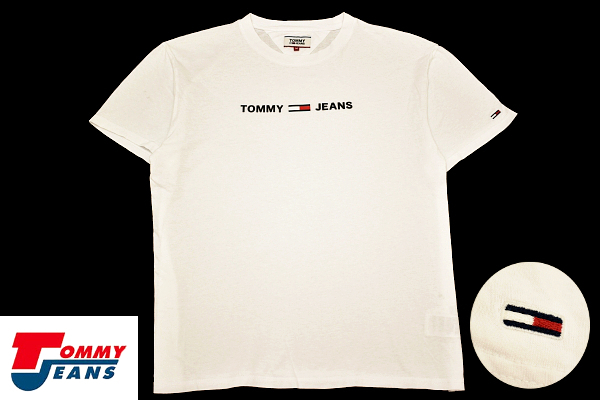 Y-6368★送料無料★美品★TOMMY JEANS トミーヒルフィガー★正規品 大きな 立体3Dロゴ ホワイト白色 半袖 T-シャツ Ｍ