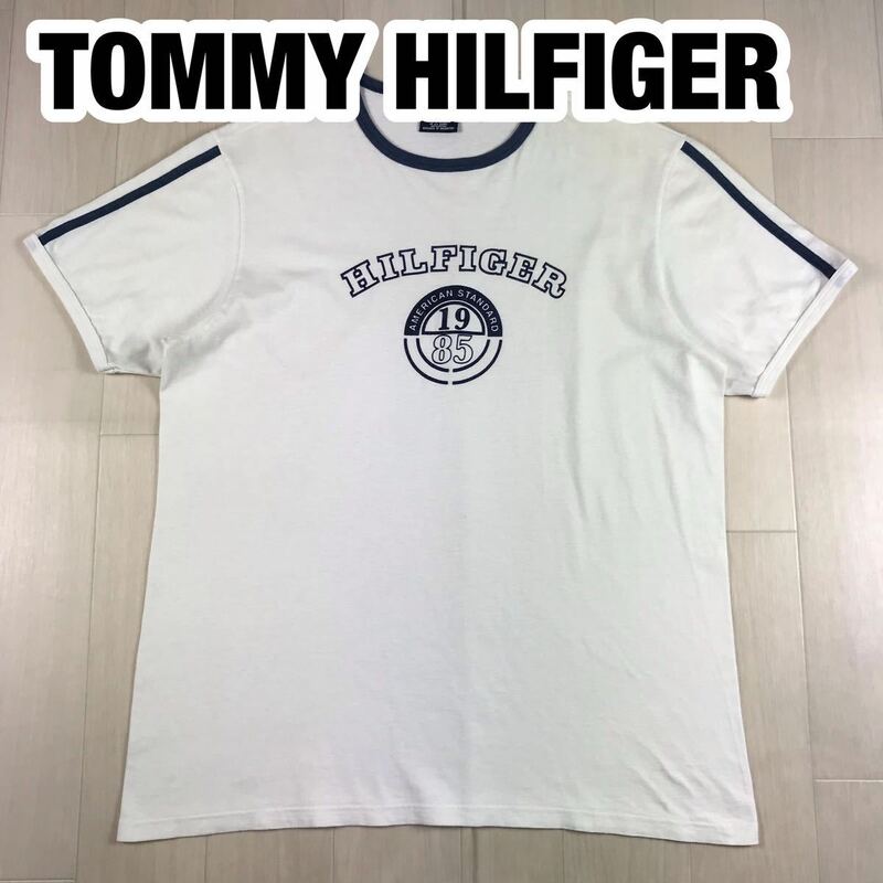 TOMMY HILFIGER トミー ヒルフィガー 半袖 Tシャツ S ホワイト ライン プリント