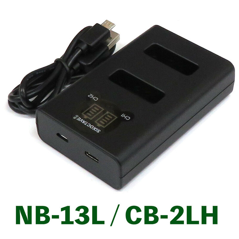 CB-2LH NB-13L キャノン 互換デュアルUSB充電器　2個同時充電 PowerShot G7 X (G7X) G5 X (G5X) G9 X (G9X) G7 X Mark III パワーショット
