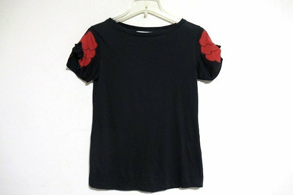 N6178:YVESSAINTLAURENT(イヴサンローラン)袖デザインTシャツ/黒/34：35