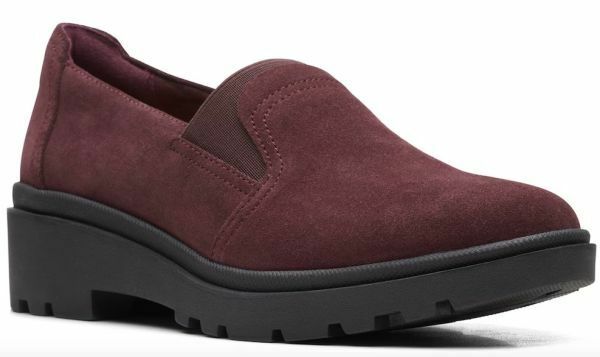 Clarks 26.5cm ウエッジ チャンキー ローファー 軽量 こっくり バーガンディ 秋色 テラコッタ スリッポン スニーカー パンプス 限11