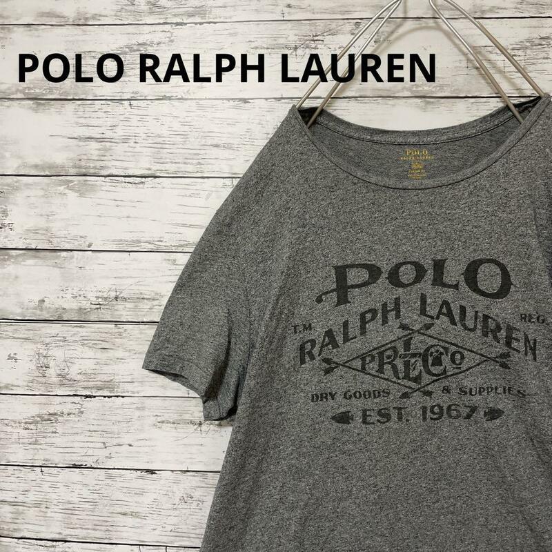 POLO RALPH LAUREN Tシャツ プリント アメカジ グレー 古着