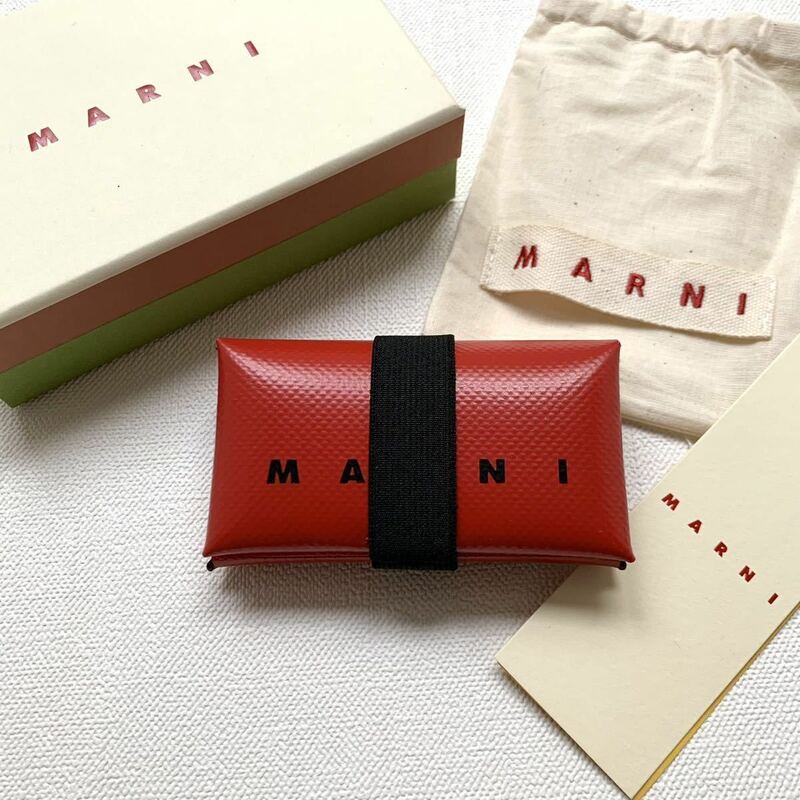 新品 2022SS MARNI マルニ ロゴ オリガミ 三つ折り コンパクト ウォレット PVC MADE IN ITALY メンズ レディース ミニ 財布 サイフ 送料込