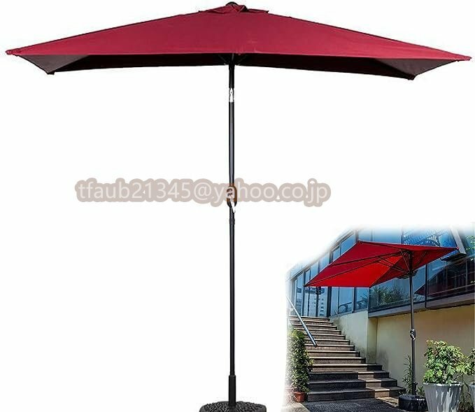 半パラソル ガーデンパラソル傘 クランク付き 、250×120cm長方形 屋外パティオバルコニー壁傘、防水 コーヒーショップなどに適しています