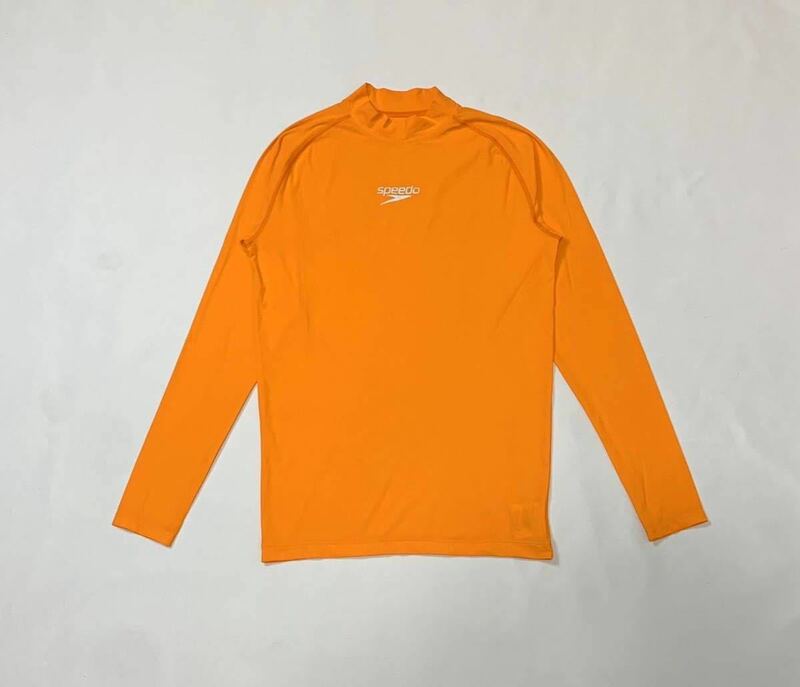 (未使用) Speedo // 長袖 コンプレッション ハイネック Tシャツ 薄手 (オレンジ系) サイズ SS